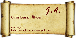 Grünberg Ákos névjegykártya